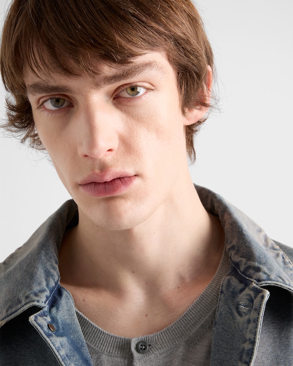 Distressed canvas blouson jacket - Navy Distressed canvas blouson jacket - Navy