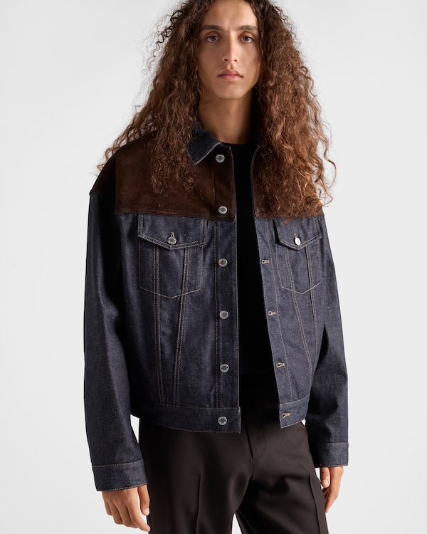 Denim and suede blouson jacket Denim and suede blouson jacket