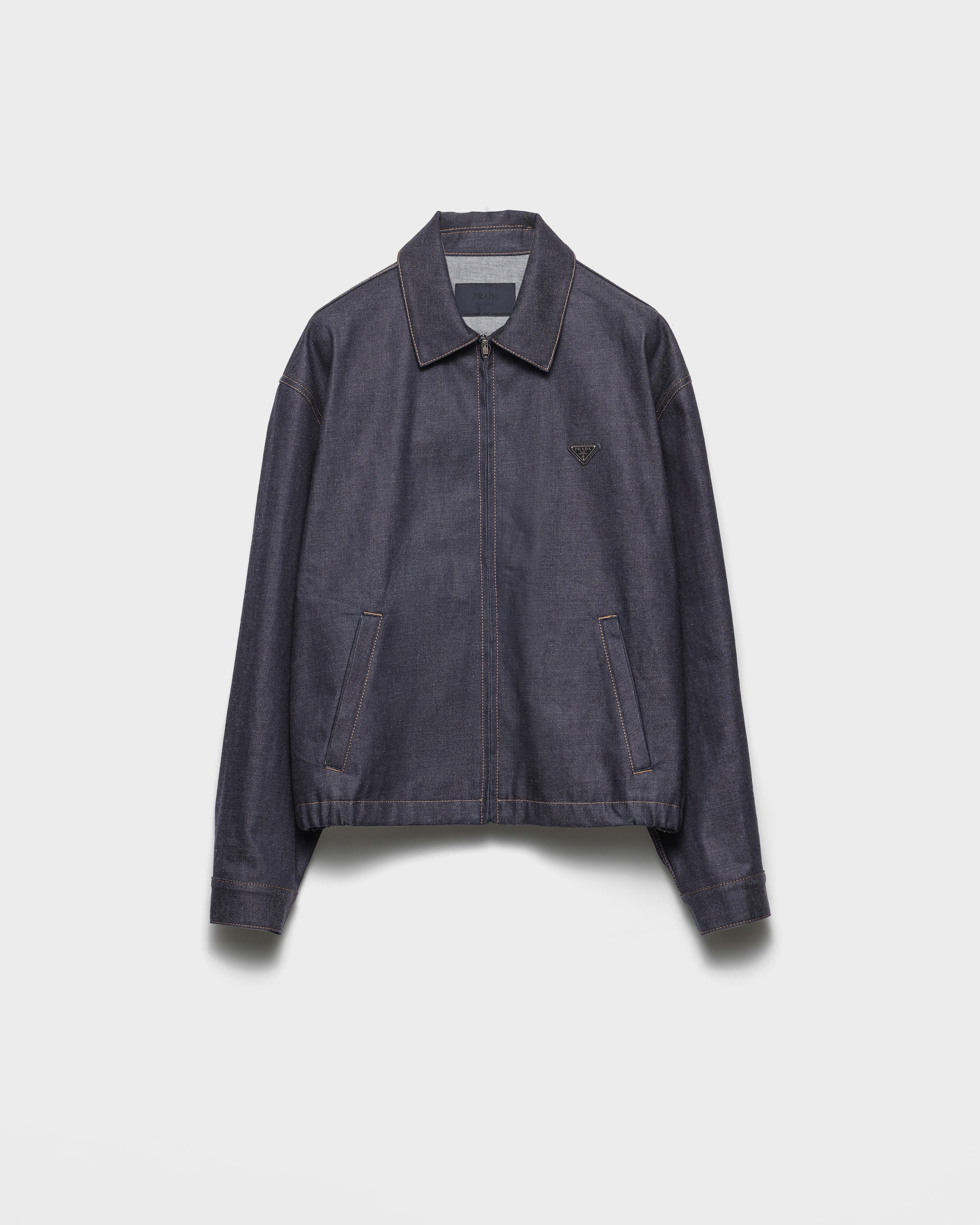 Prada Denim Blouson Jacket In Blue