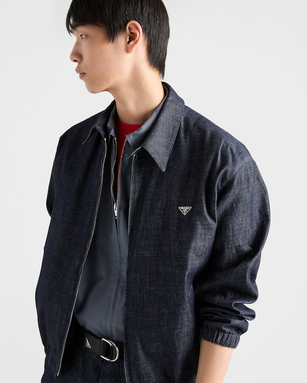 Chambray denim blouson zipper jacket - Navy Chambray denim blouson zipper jacket - Navy
