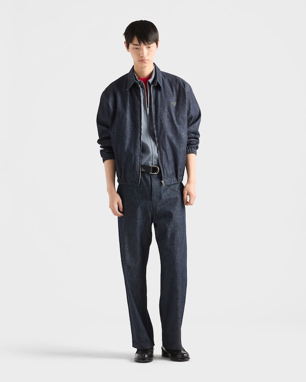 Chambray denim blouson zipper jacket - Navy Chambray denim blouson zipper jacket - Navy