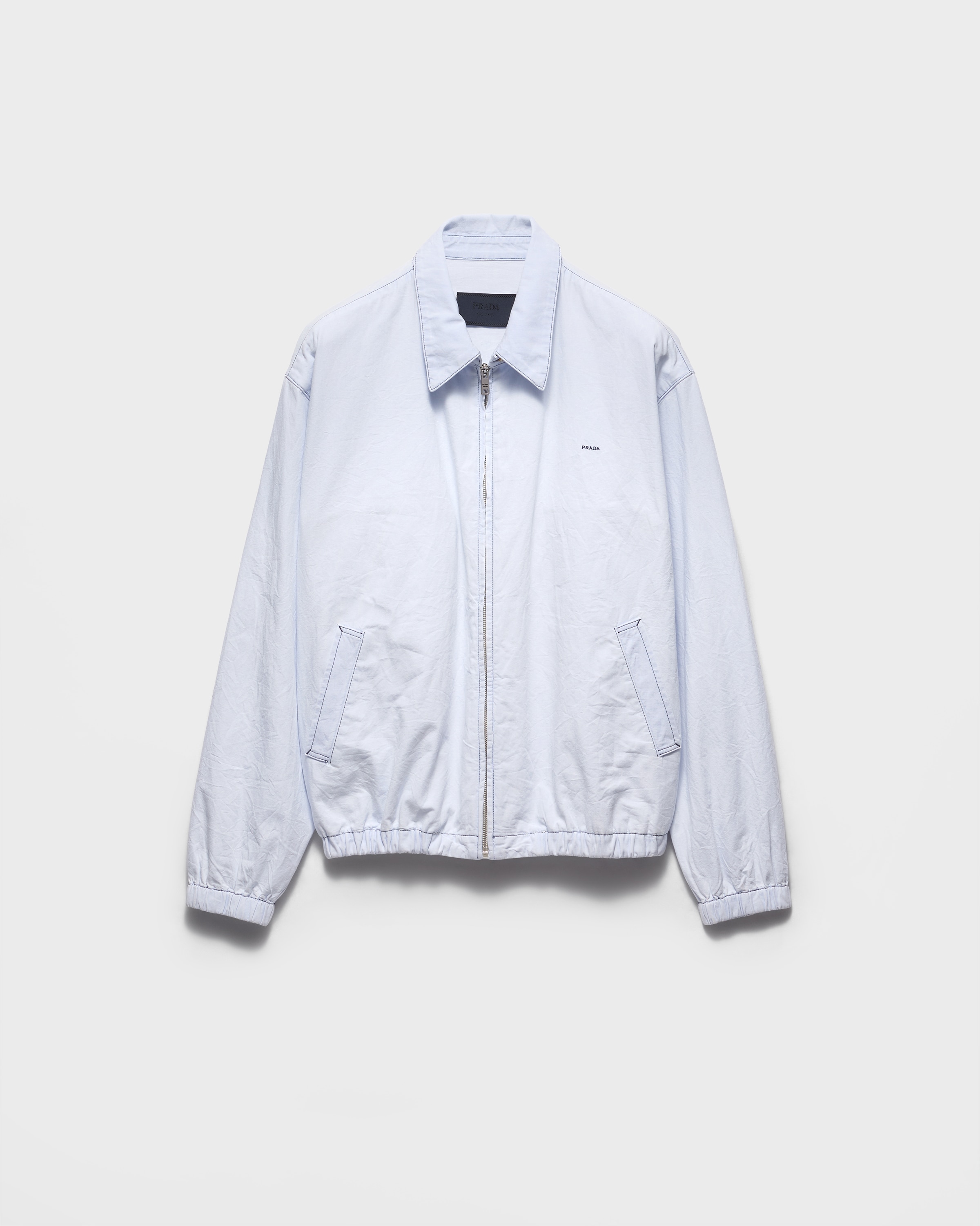 Prada Blouson En Chambray, Homme, Bleu Ciel, Taille 56