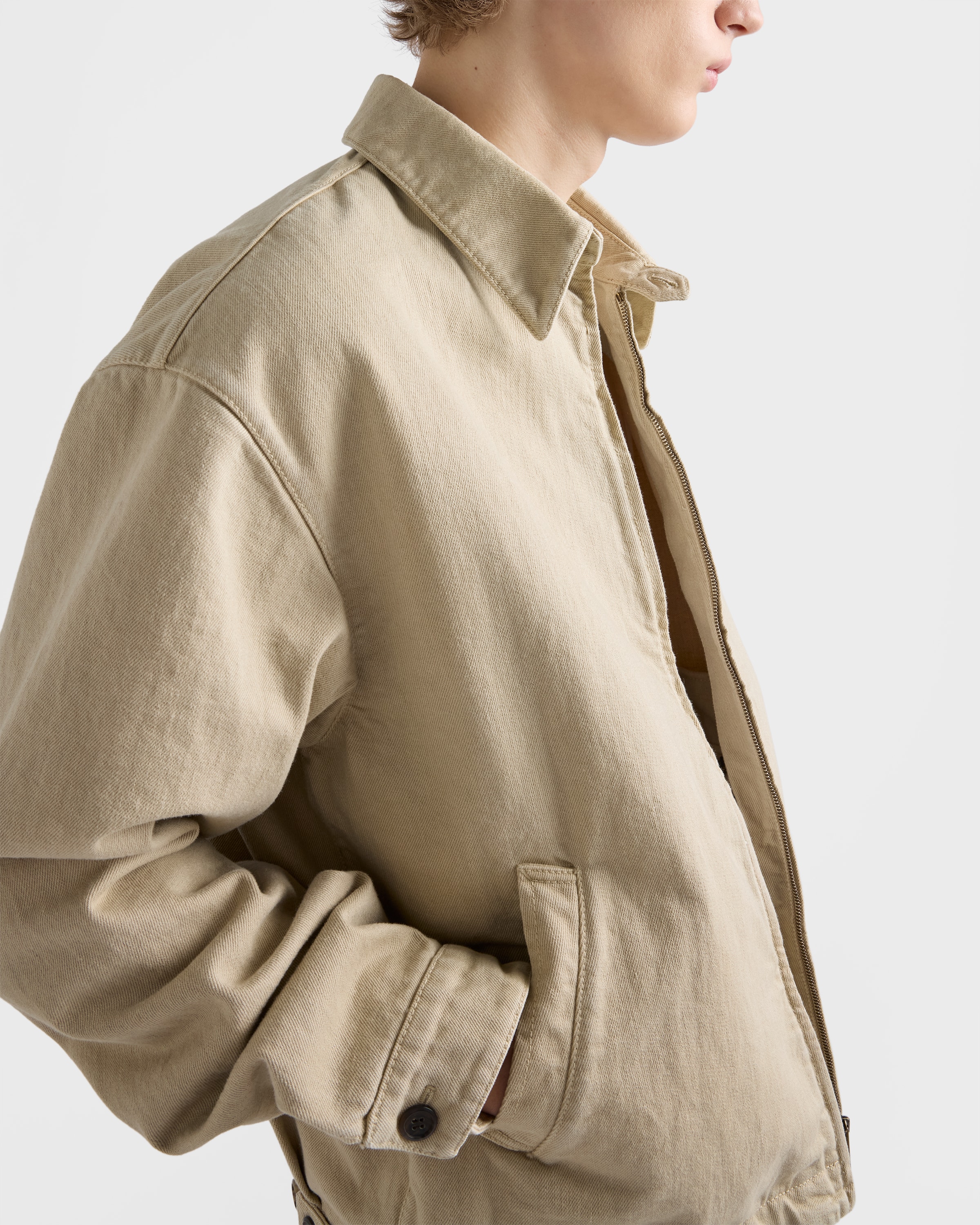 Sand Old Denim Blouson Jacket | PRADA - United States