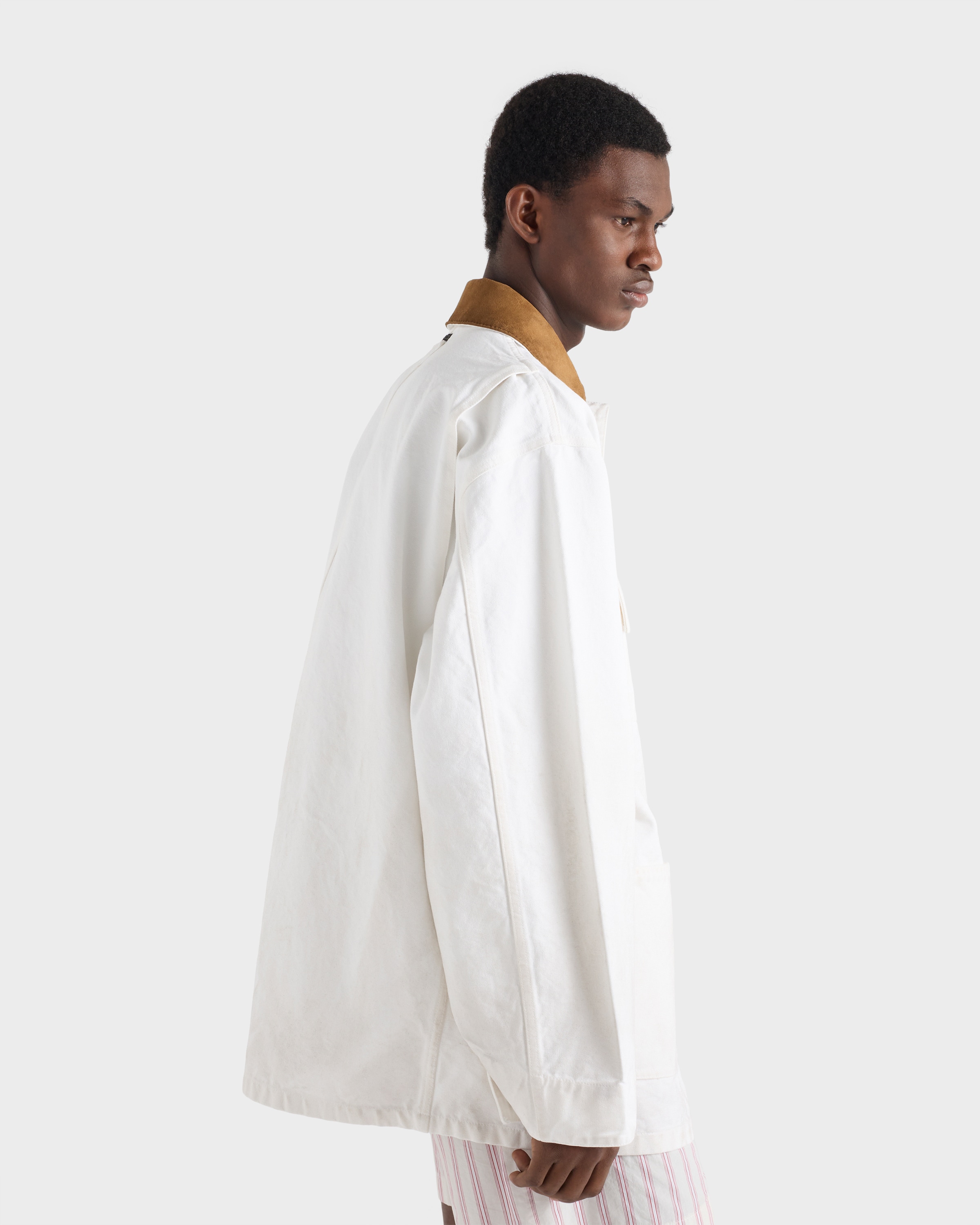 White Leather-trimmed Canvas Jacket | PRADA