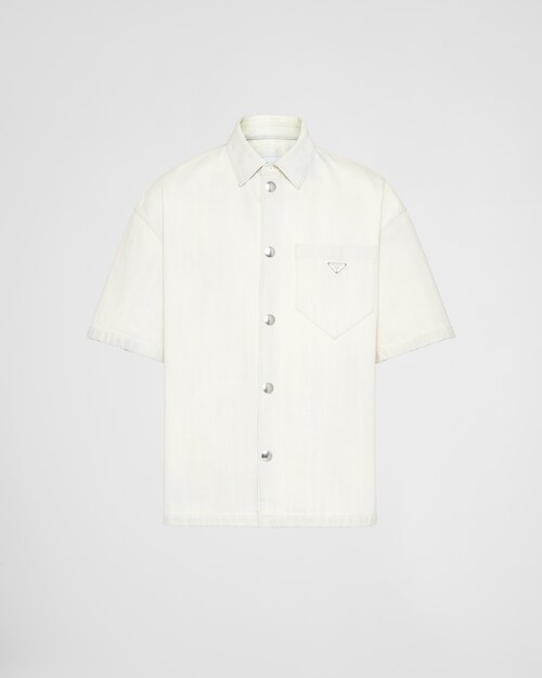 Off/white Short-sleeved denim shirt | Prada