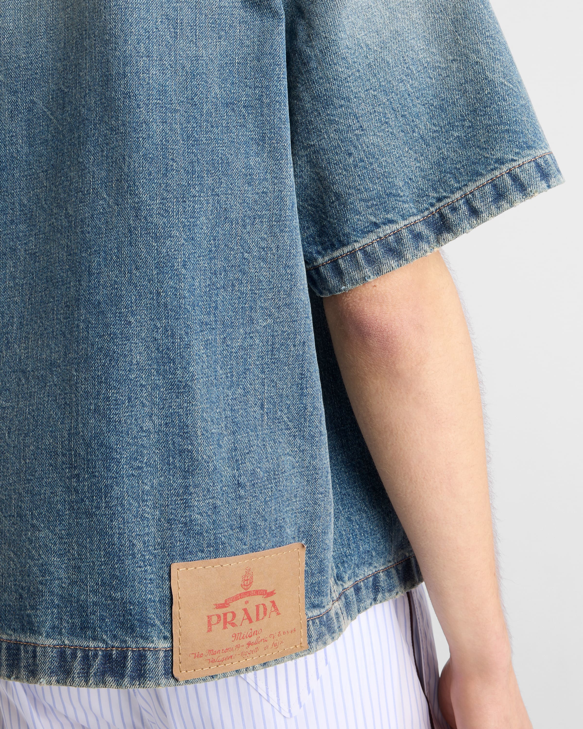 Navy Denim bowling shirt | PRADA