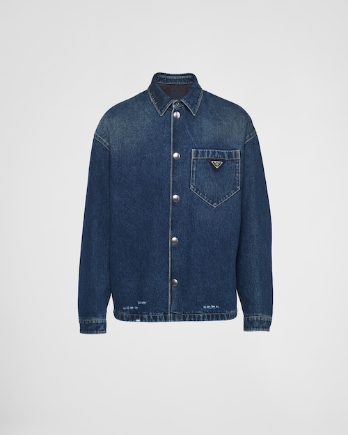Navy Padded denim shirt Prada