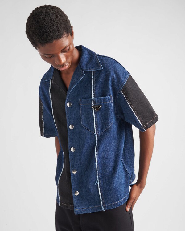 Double Match striped denim shirt - Navy Double Match striped denim shirt - Navy