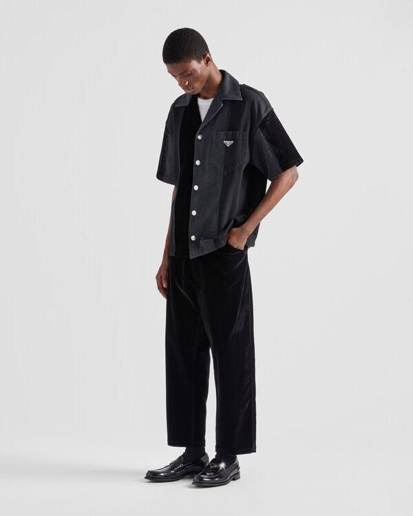 Camisa vaquera con patchwork - Negro Camisa vaquera con patchwork - Negro