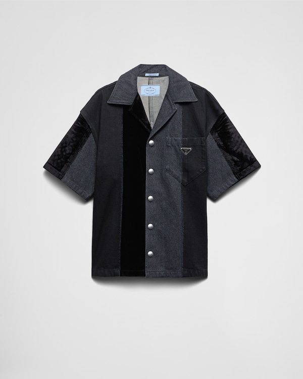 Camisa vaquera con patchwork - Negro Camisa vaquera con patchwork - Negro