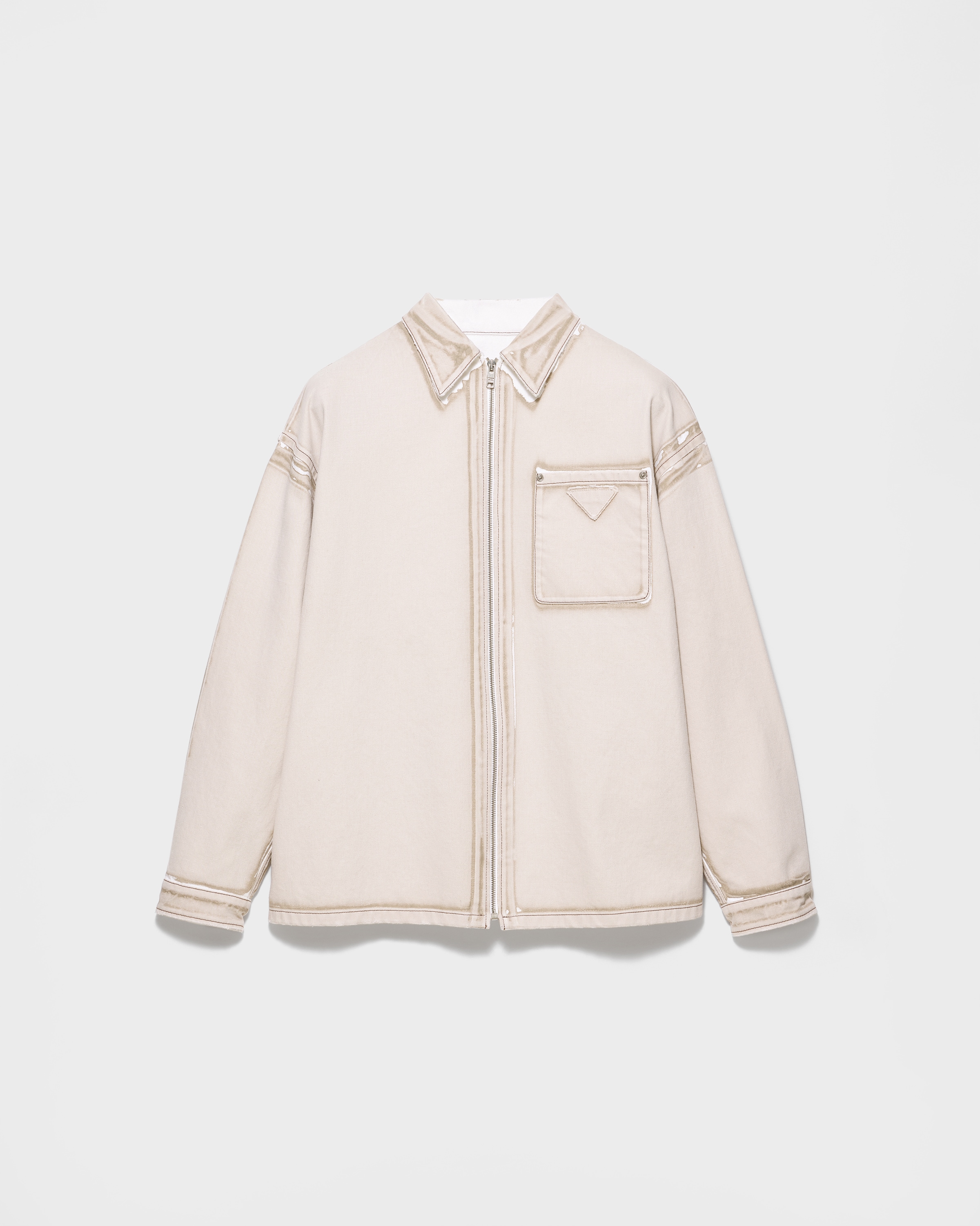 Caramel Bull Denim Zipper Shirt | PRADA - United States