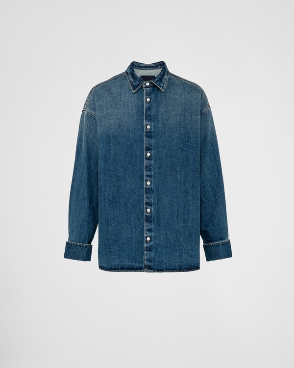 関税込 PRADA | Denim blouson Denim shirt GFC053 Logo denim jacket in blue - Prada | Mytheresa