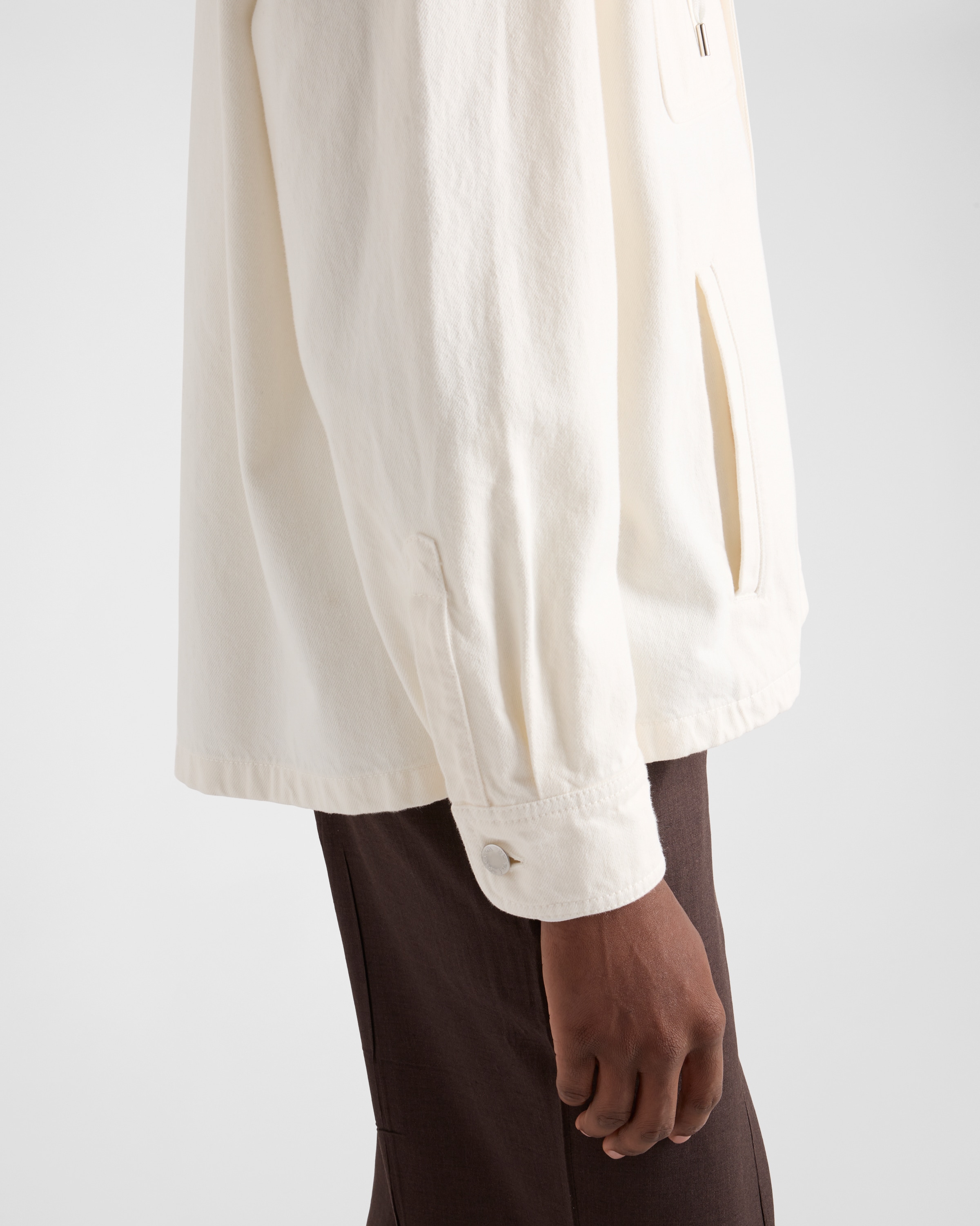Prada Hooded Denim Shirt In White