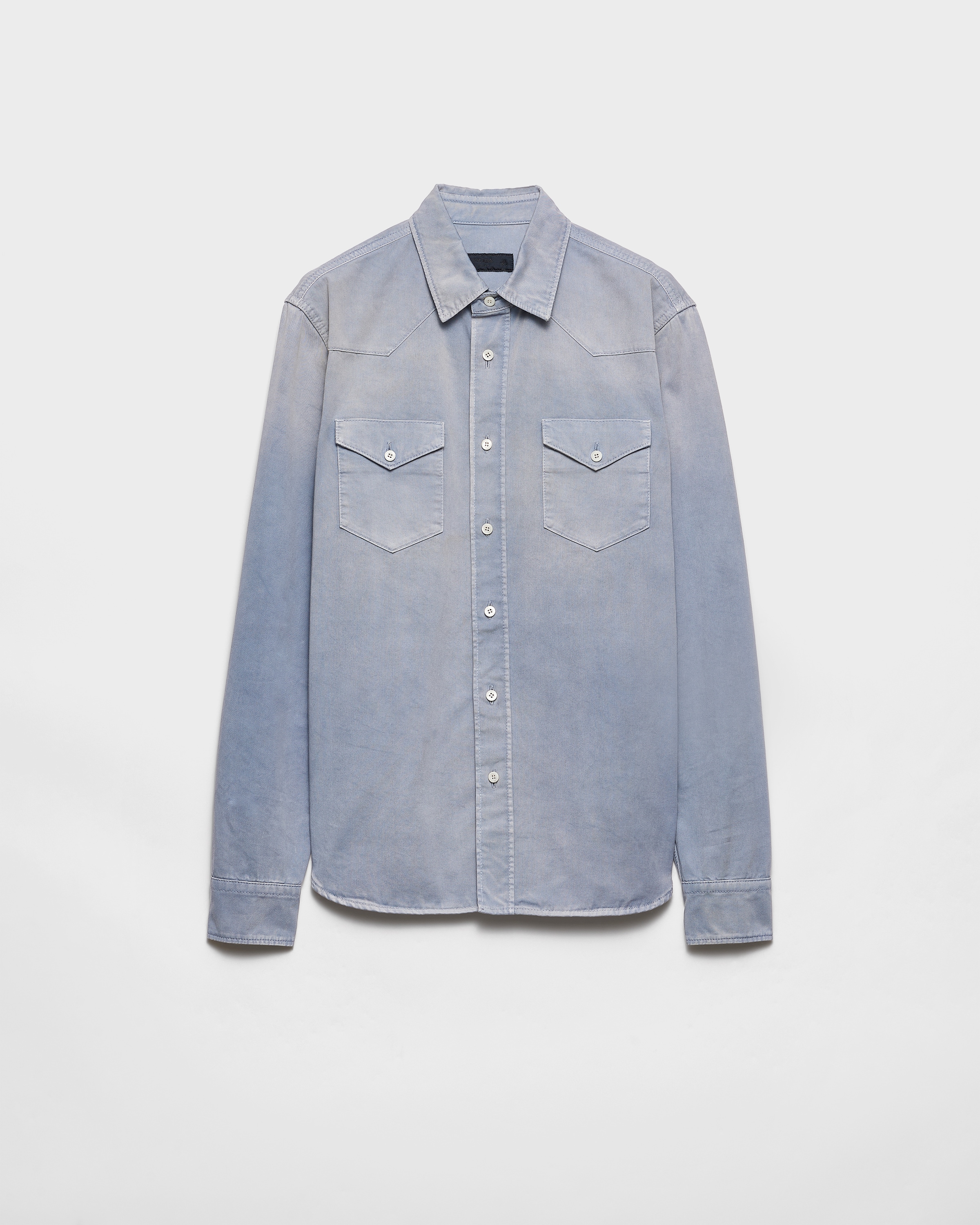 Prada Chemise En Gabardine, Homme, Bleu Gris, Taille 43