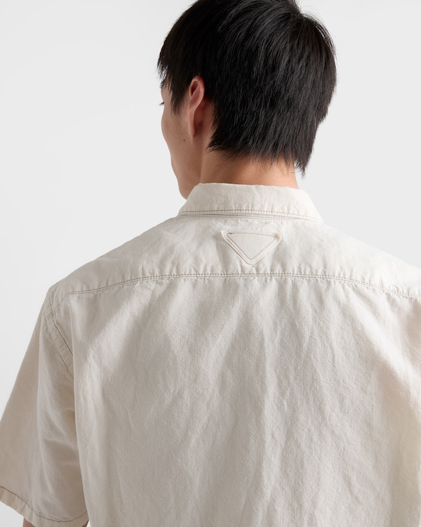 Short-sleeved chambray shirt - Ecru Short-sleeved chambray shirt - Ecru