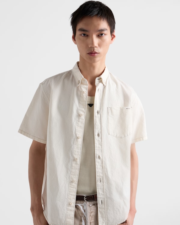 Short-sleeved chambray shirt - Ecru Short-sleeved chambray shirt - Ecru