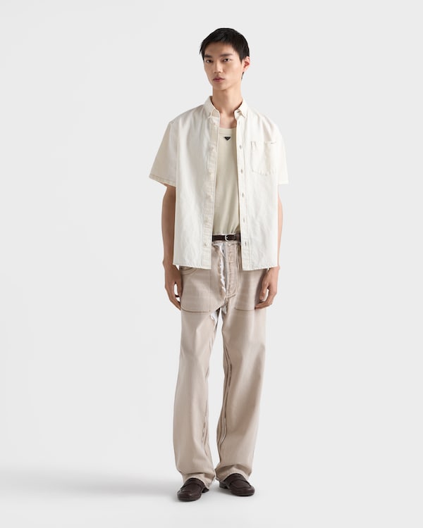 Short-sleeved chambray shirt - Ecru Short-sleeved chambray shirt - Ecru