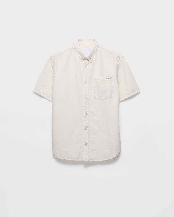 Short-sleeved chambray shirt - Ecru Short-sleeved chambray shirt - Ecru