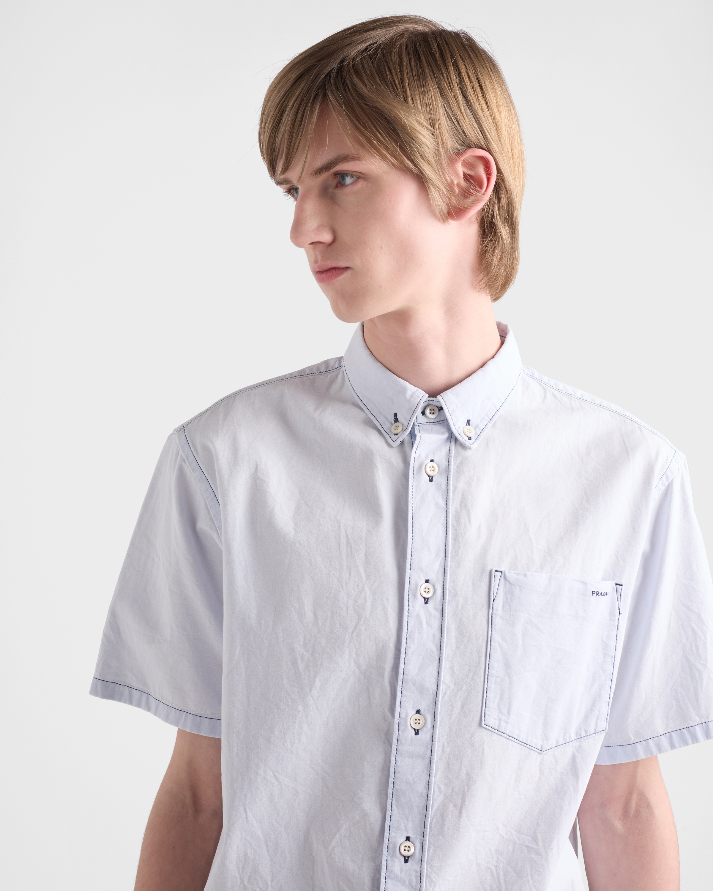 Sky Blue Chambray Shirt | PRADA - United States
