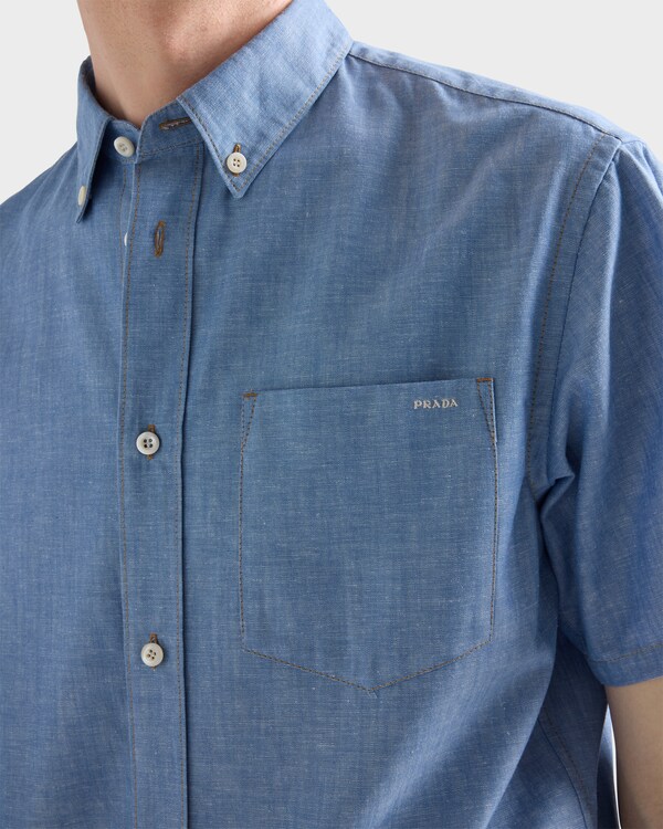 Short-sleeved chambray shirt - Light Blue Short-sleeved chambray shirt - Light Blue