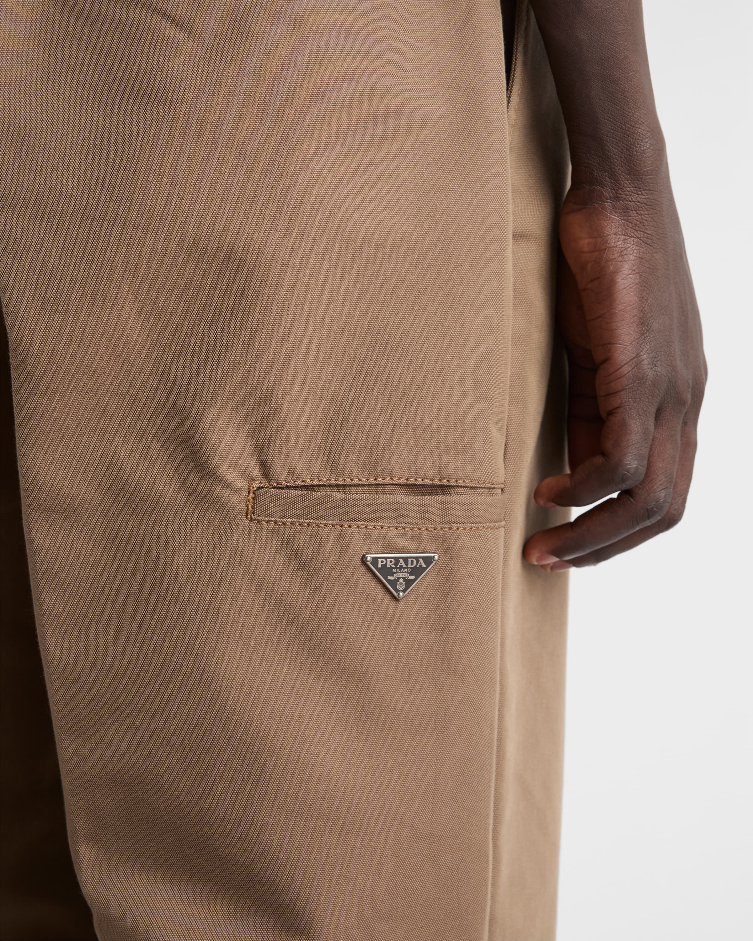 Brown Technical Canvas Pants | PRADA - United States