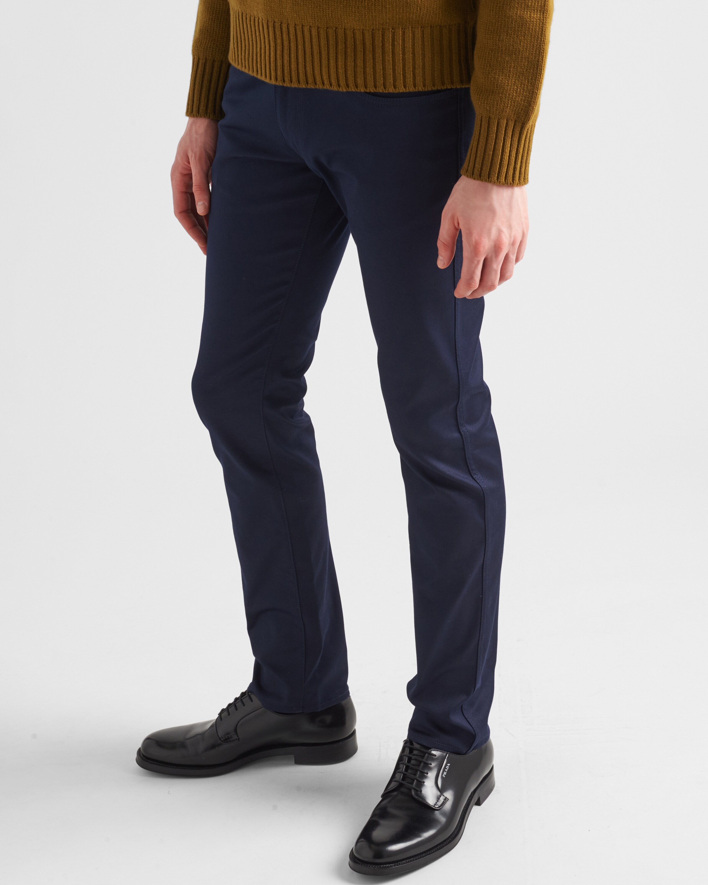 Navy Stretch Drill Jeans | PRADA - United States