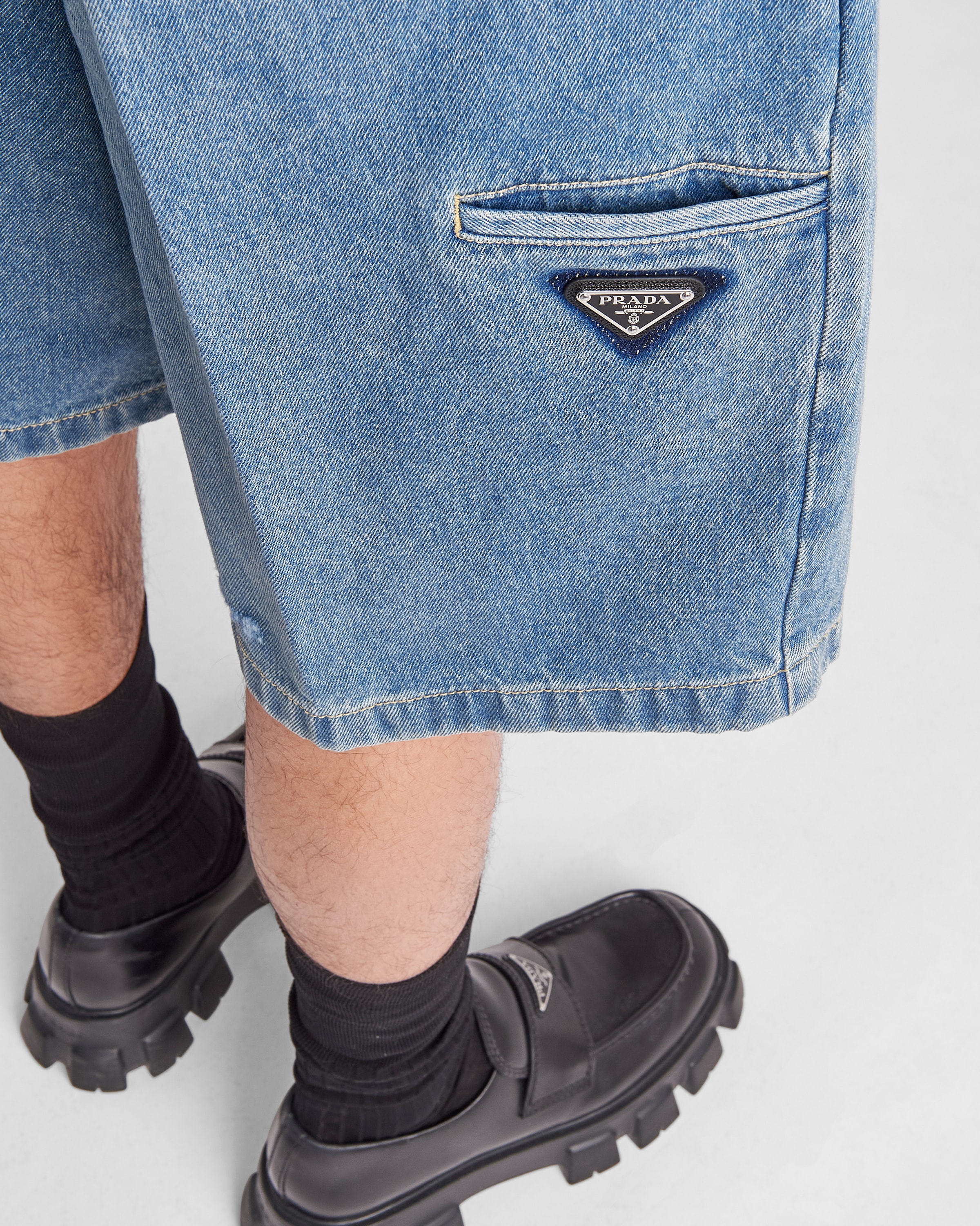 Organic denim Bermuda shorts