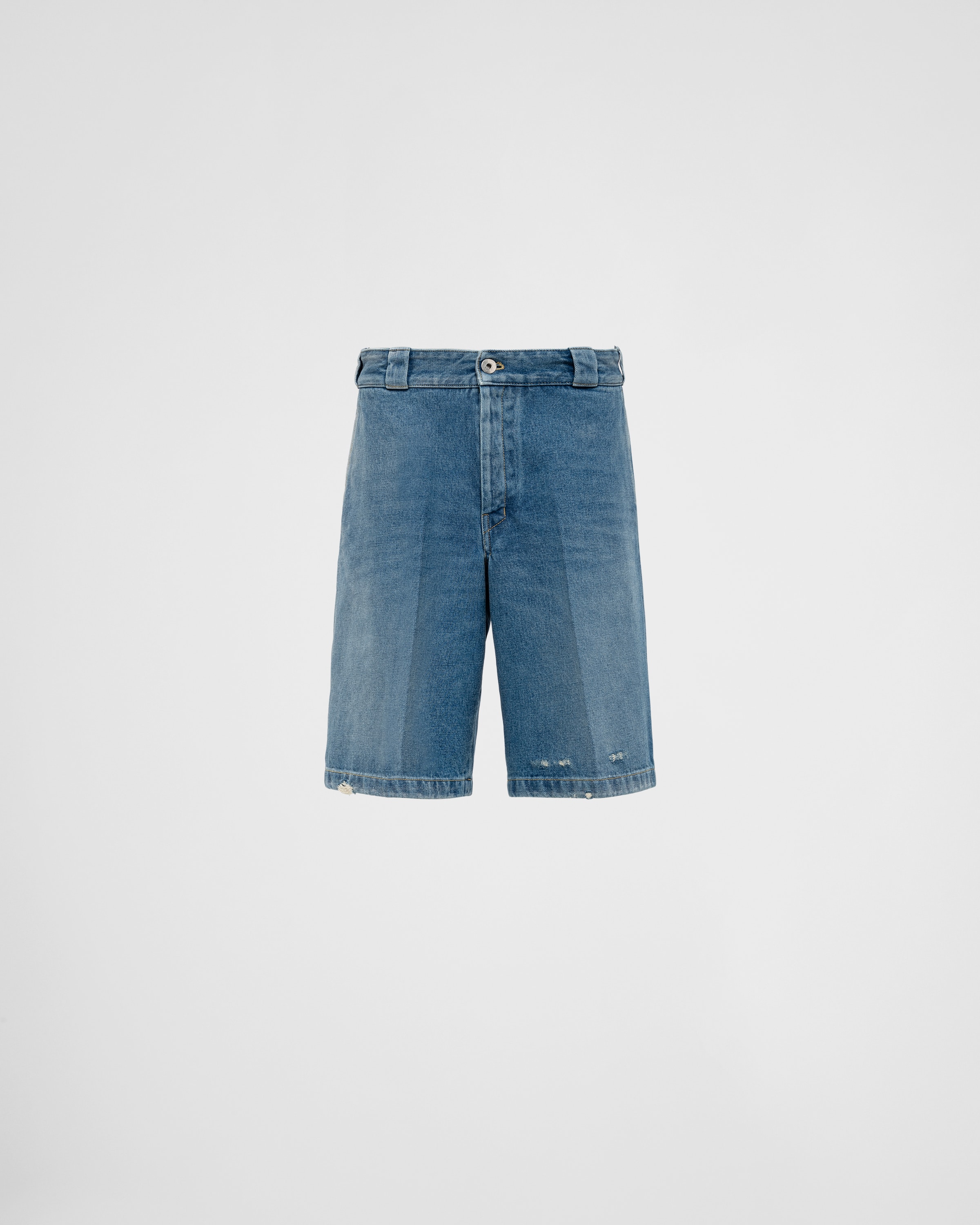 Woordvoerder affix kleermaker Navy Organic denim Bermuda shorts | Prada