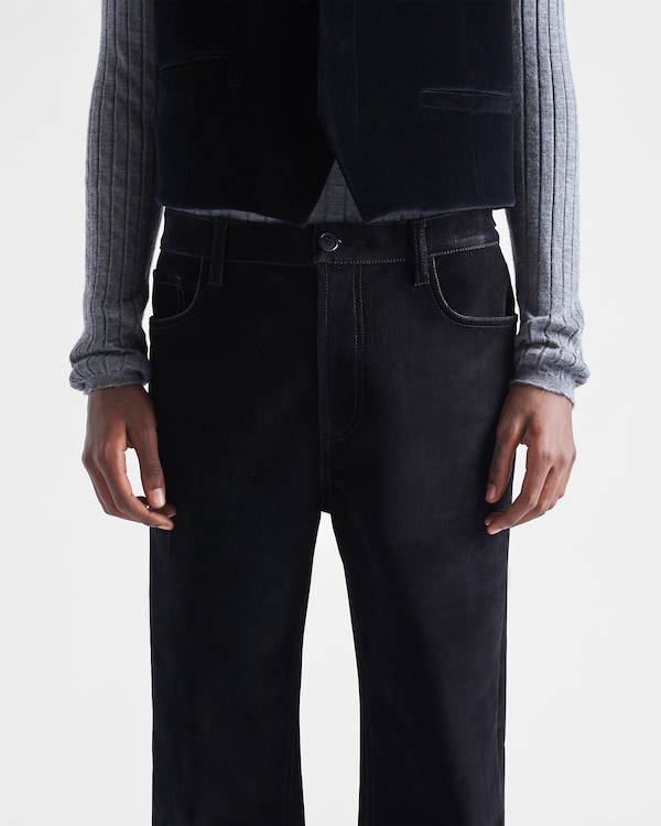 Prada Men Black Velvet Denim Pant main image 0