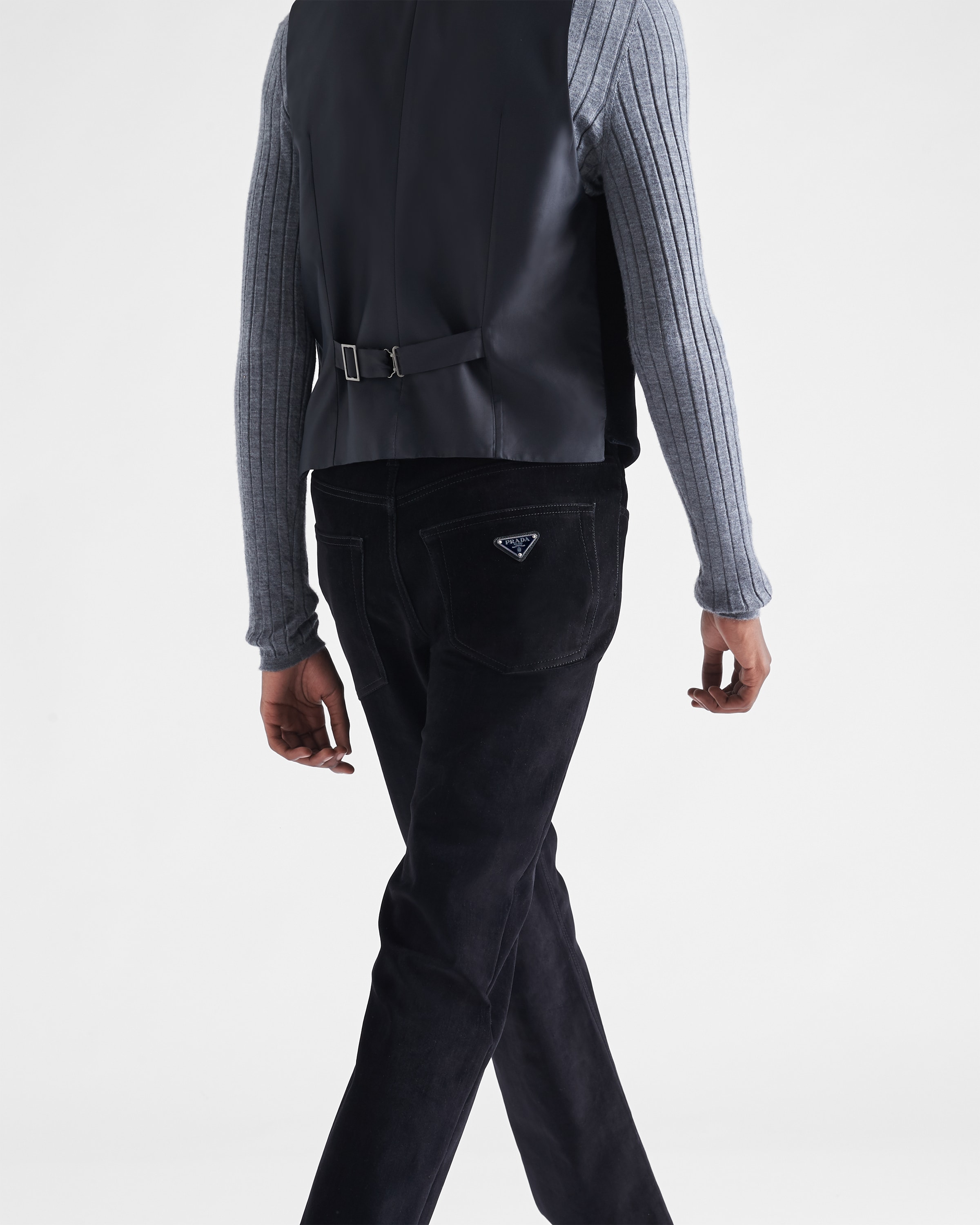 Black Velvet Denim Jeans | PRADA
