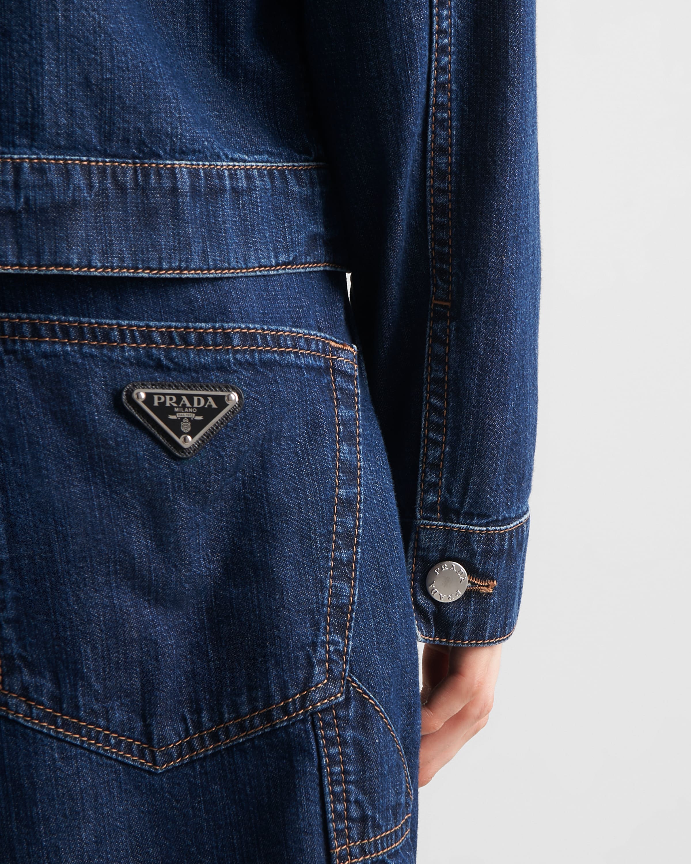 Prada Dark-wash Denim Bermuda Shorts In Navy