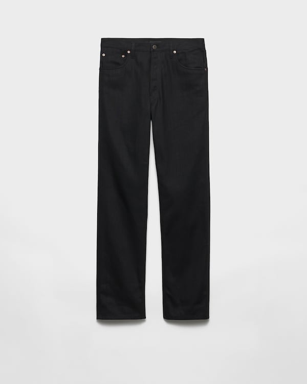 Black Five-pocket velvet denim jeans | PRADA