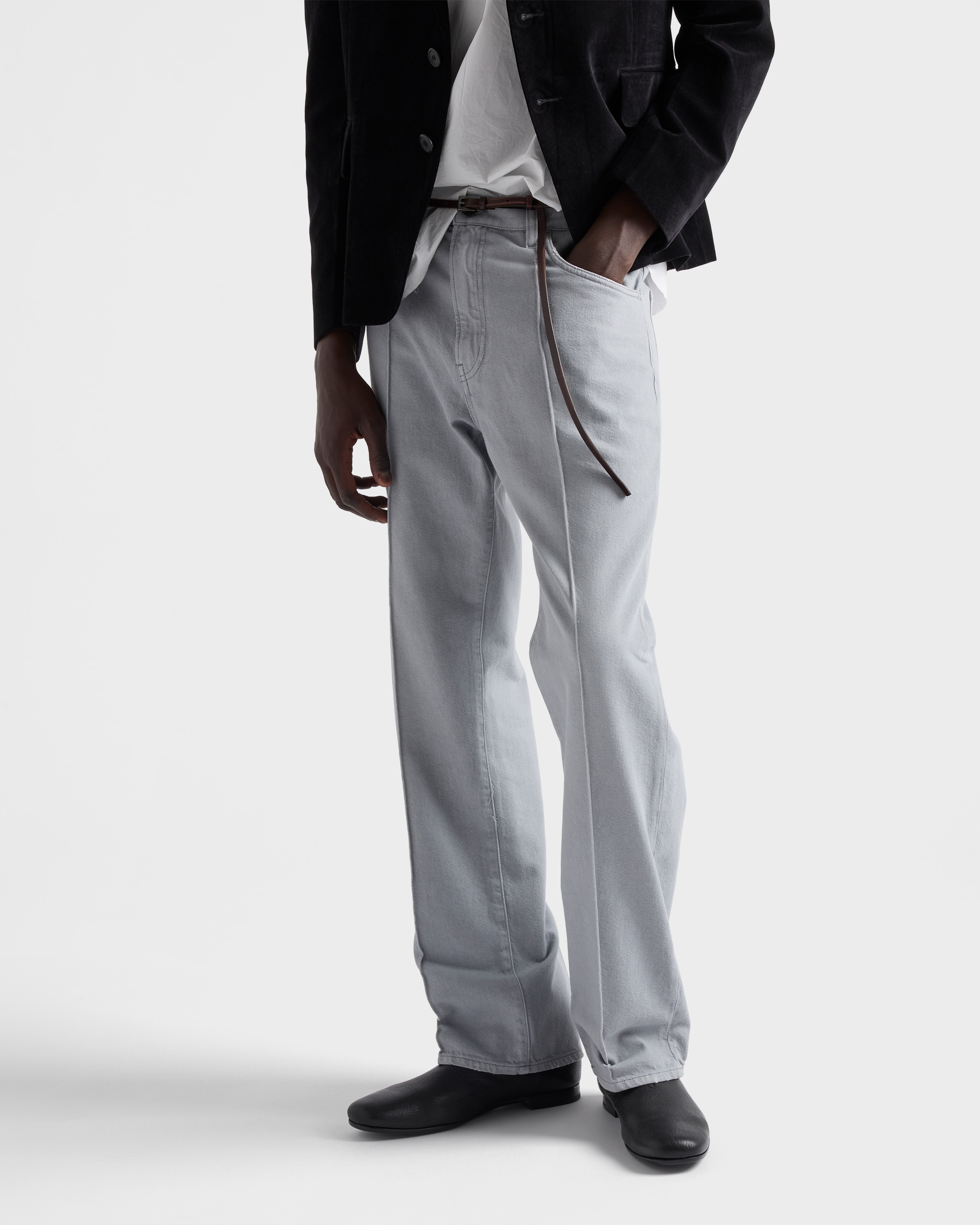 Five-pocket washed denim jeans