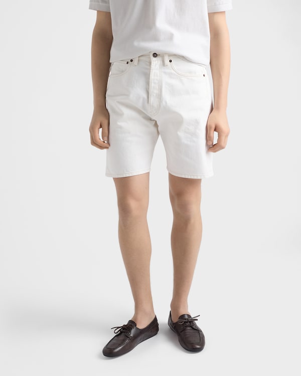 Bermudas de tejido vaquero antiguo - Blanco Bermudas de tejido vaquero antiguo - Blanco