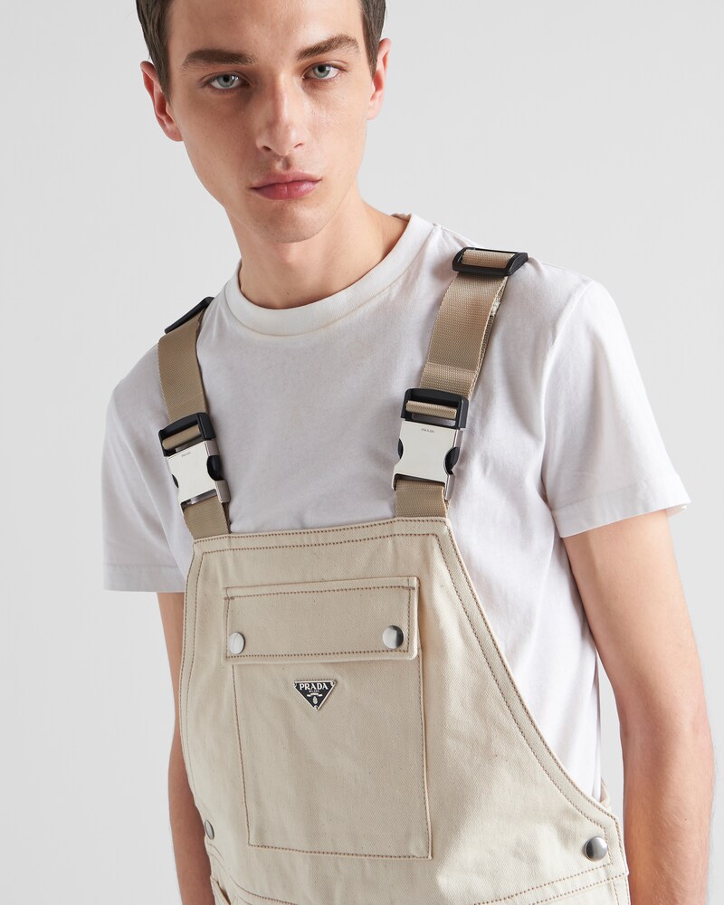 Beige Bull Denim Overalls PRADA