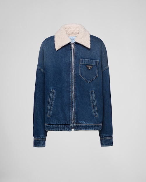 Navy Padded denim jacket | Prada
