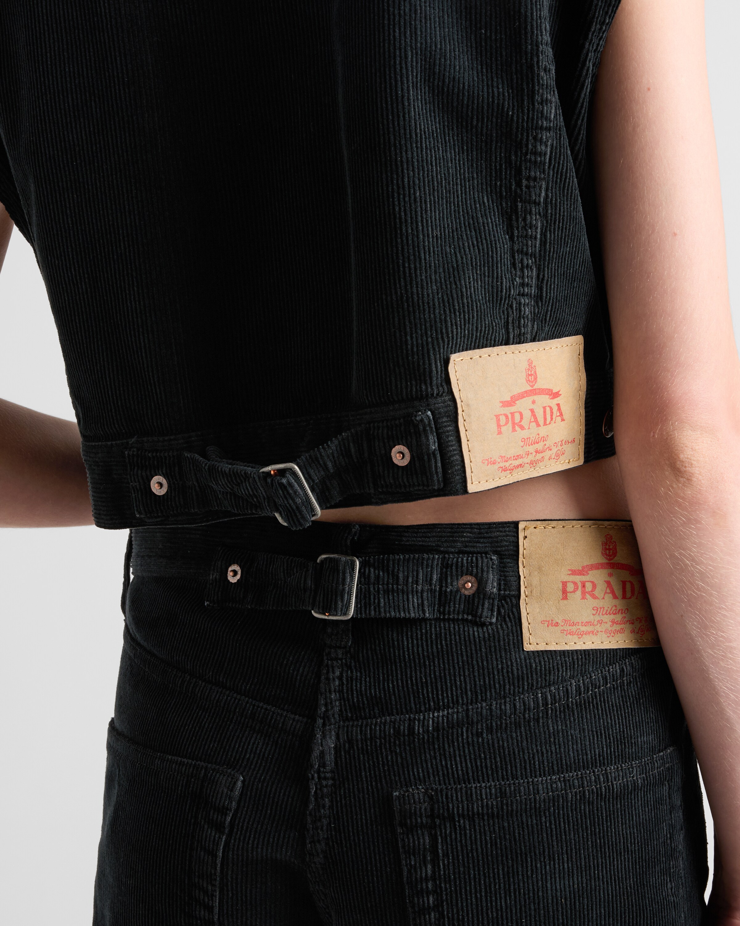 Prada Corduroy Denim Vest In Black