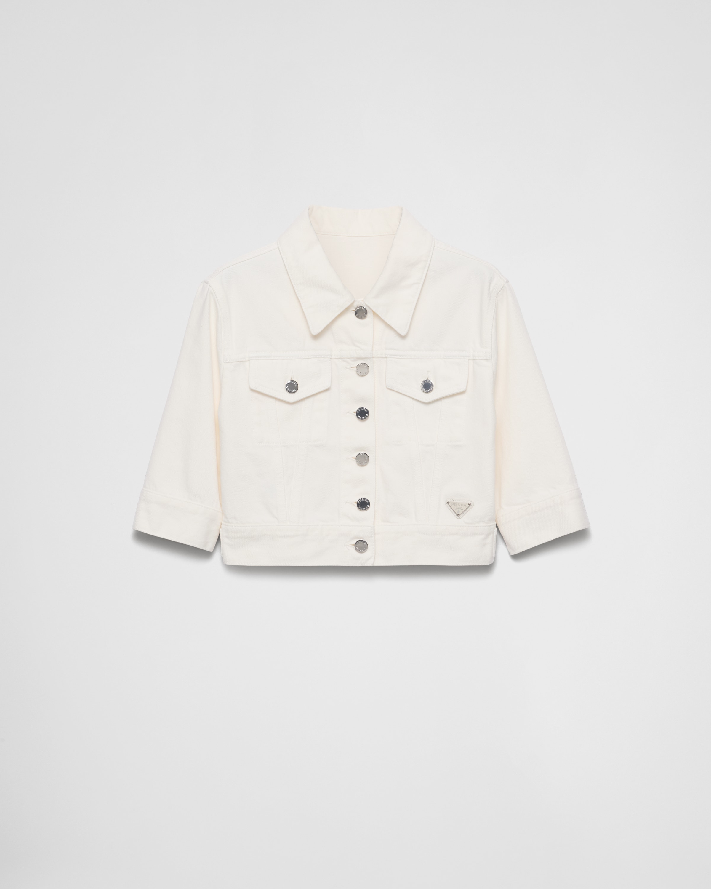 【PRADA】クロップド デニムジャケット★ホワイト★38 White Cropped denim jacket | PRADA