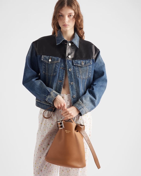 Denim and leather jacket - Navy Denim and leather jacket - Navy