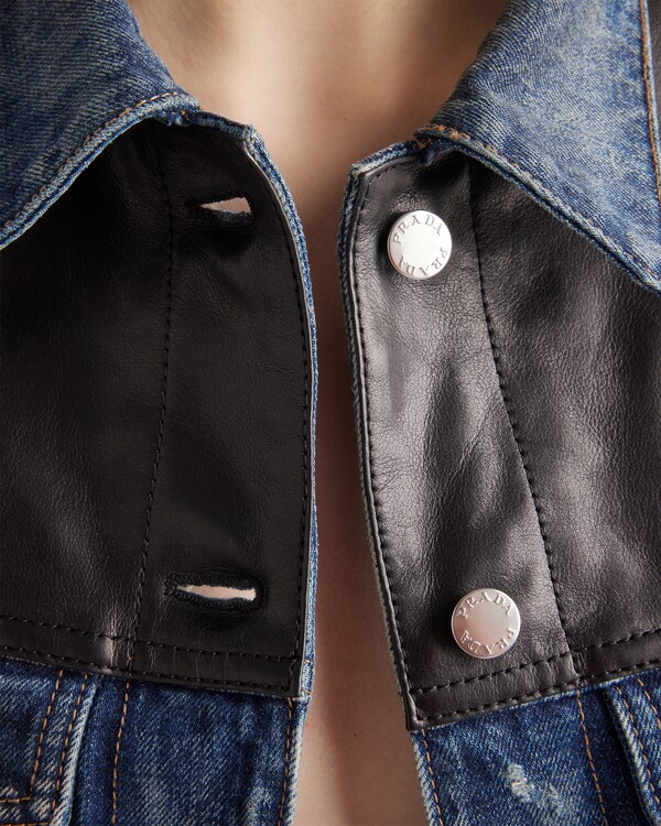 Denim and leather jacket - Navy Denim and leather jacket - Navy