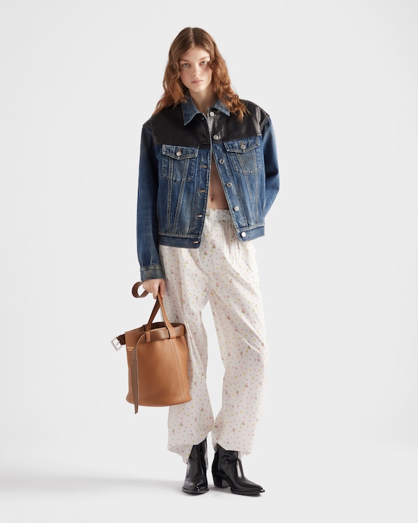 Denim and leather jacket - Navy Denim and leather jacket - Navy