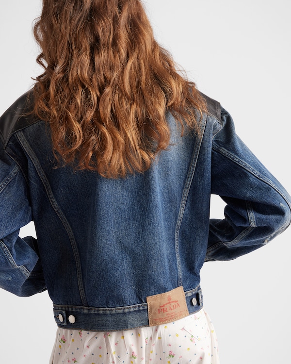 Denim and leather jacket - Navy Denim and leather jacket - Navy