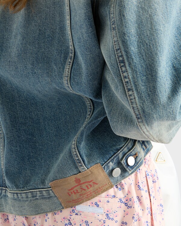 Denim and leather blouson jacket - Navy Denim and leather blouson jacket - Navy