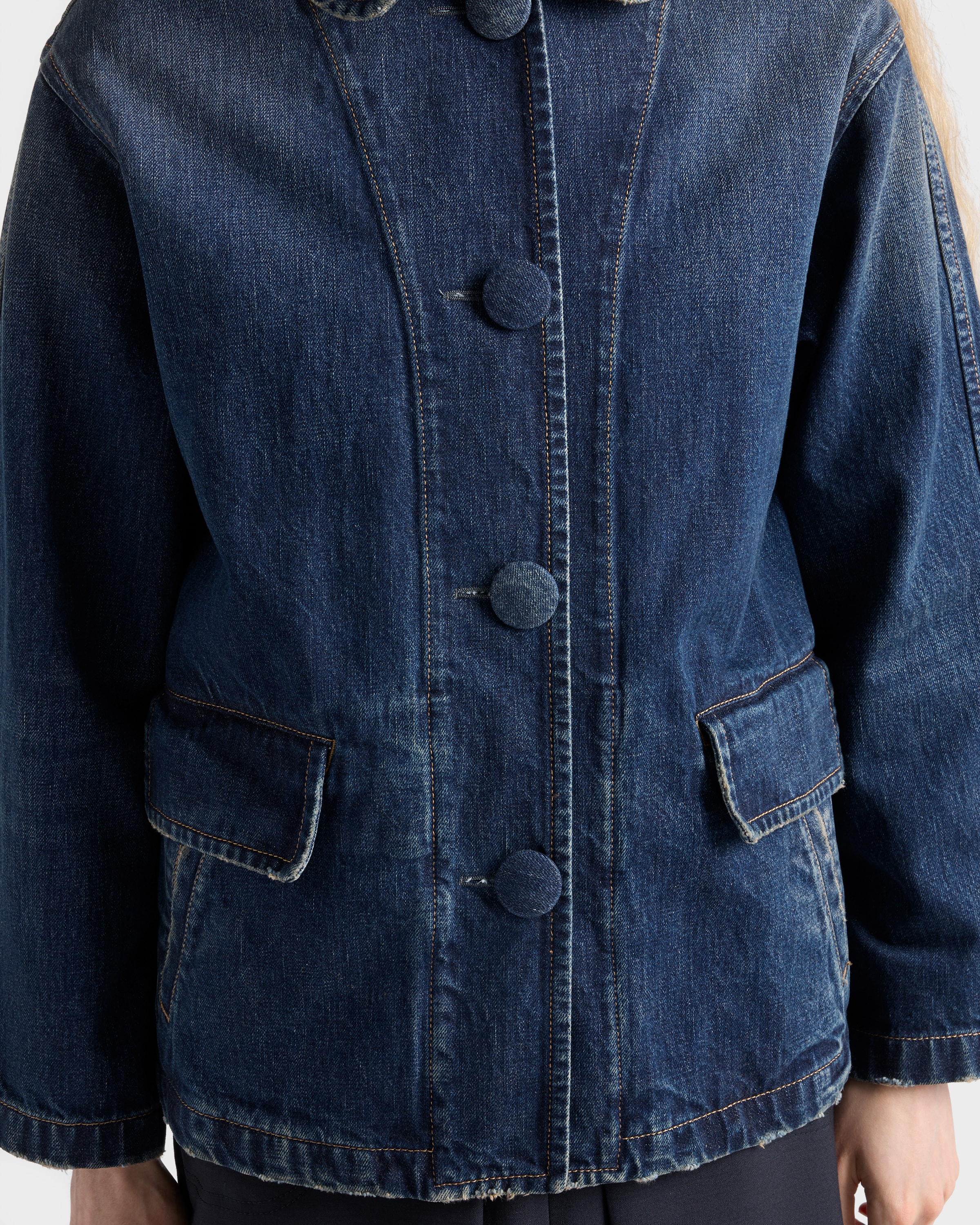 Washed denim blouson jacket