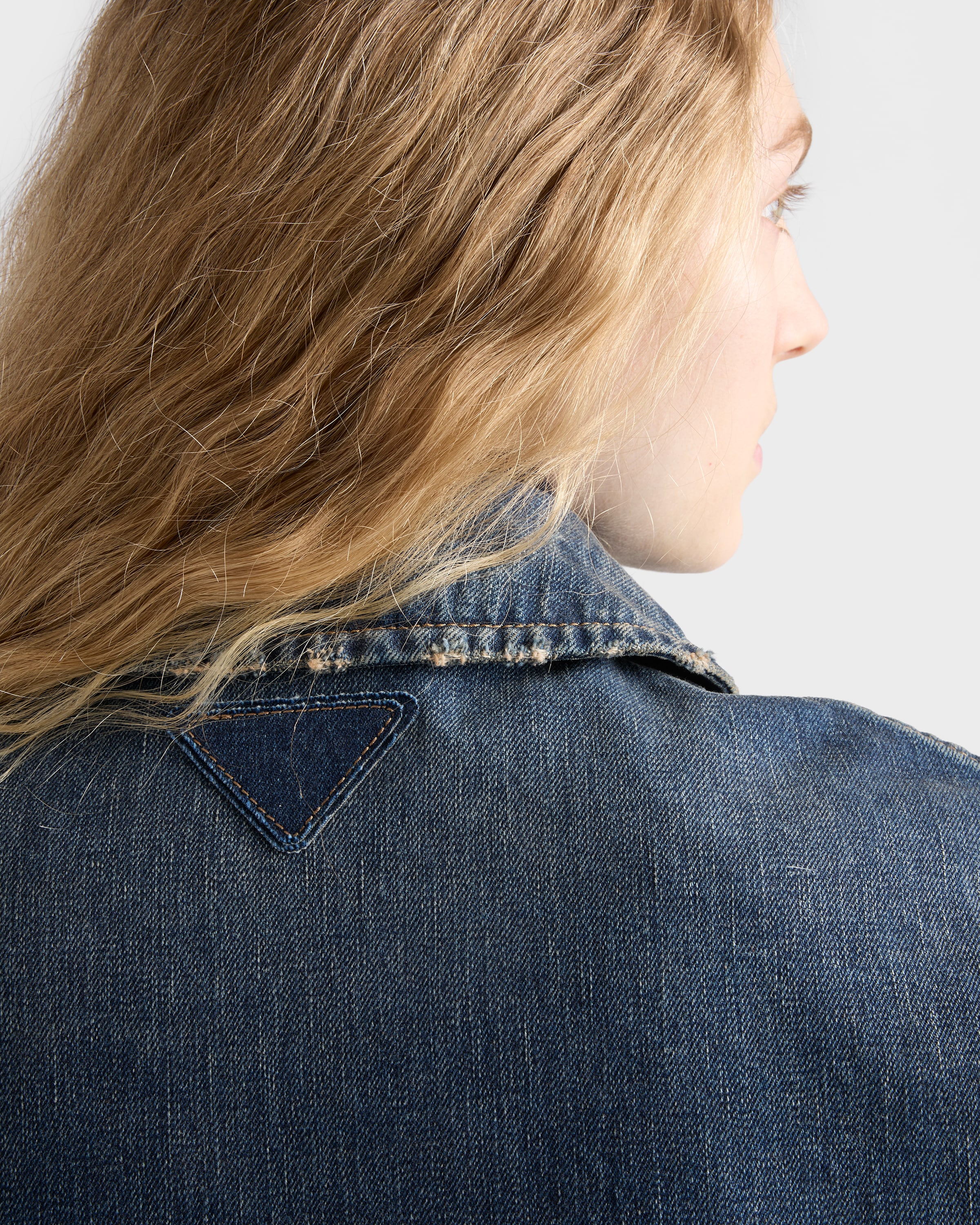 Washed denim blouson jacket