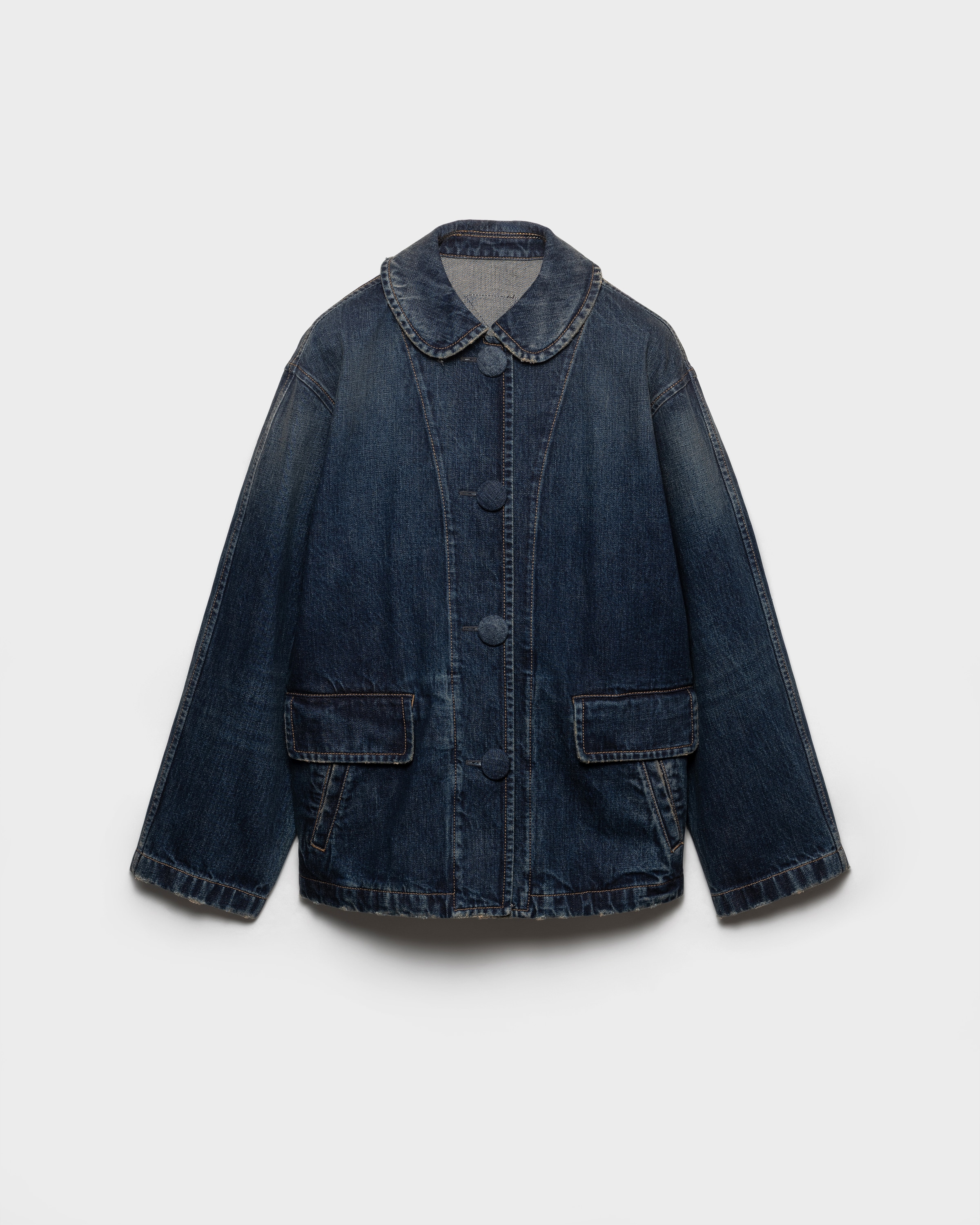 Washed denim blouson jacket