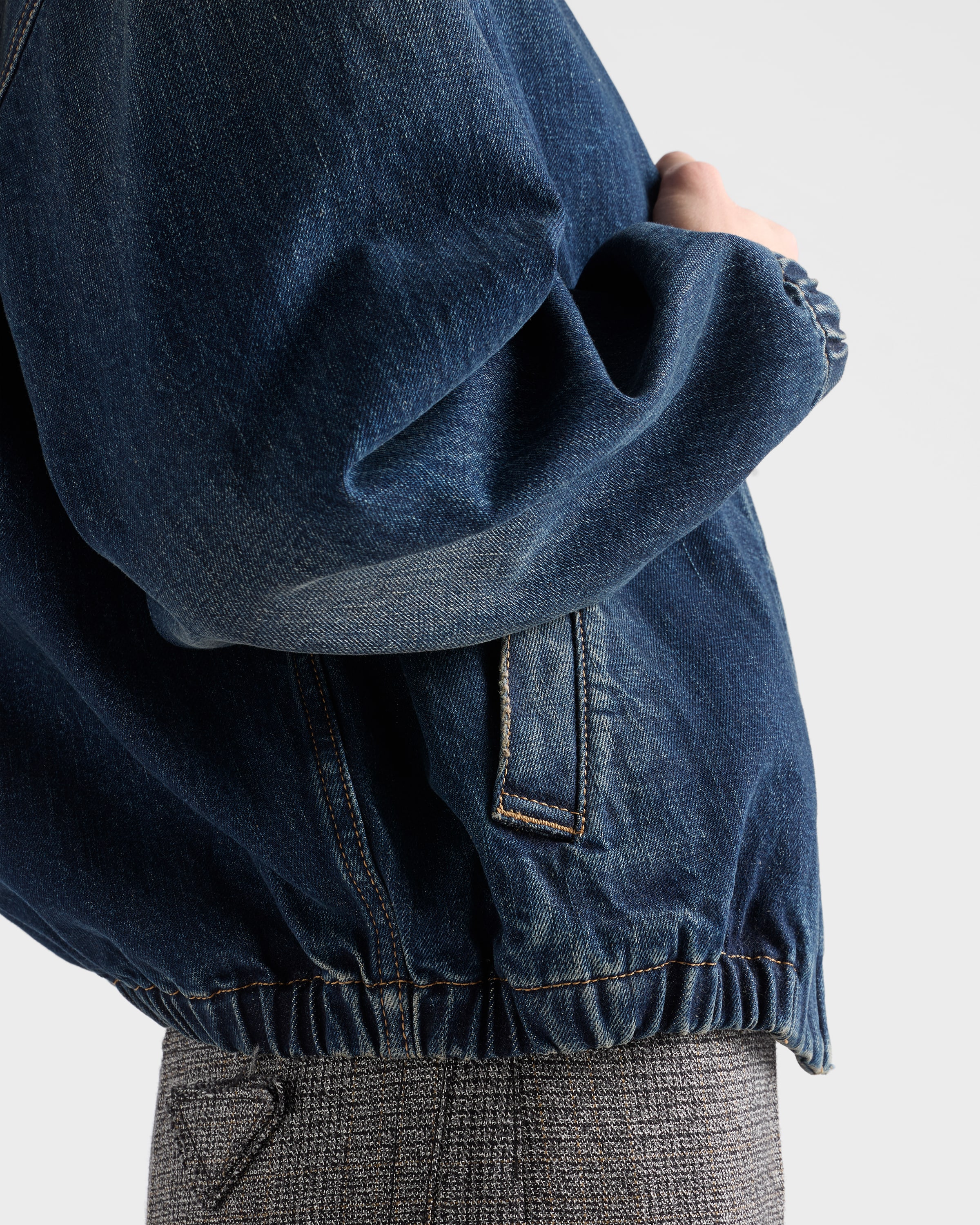 ネイビー ウォッシュドデニム ブルゾンジャケット | PRADA