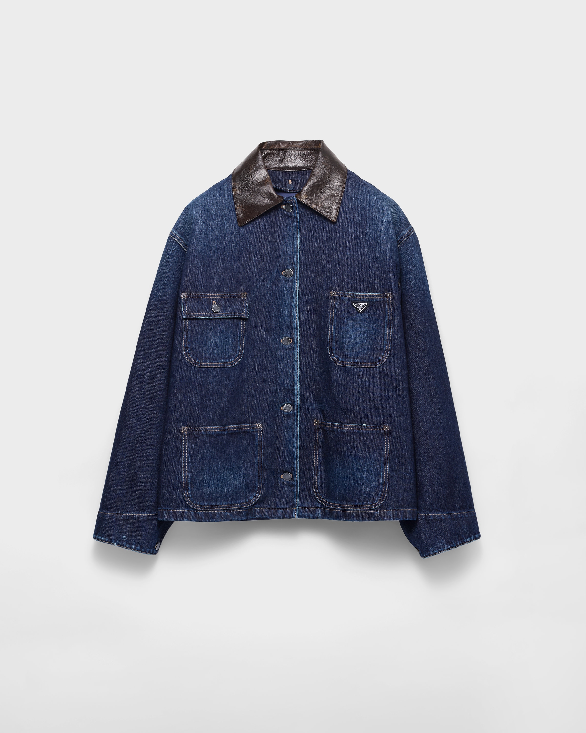 Navy Denim Trucker Jacket | PRADA - United States