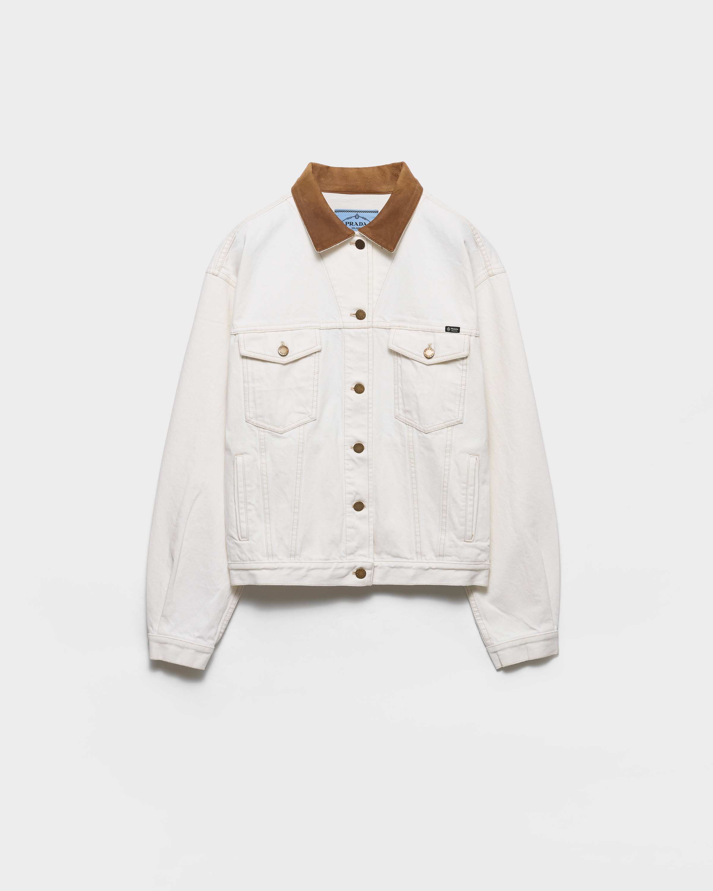 White Old denim blouson jacket | PRADA - Turkey
