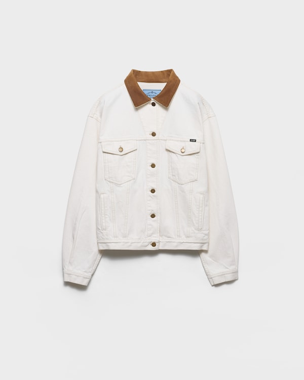 オールドデニム ブルゾンジャケット - ホワイト オールドデニム ブルゾンジャケット - ホワイト